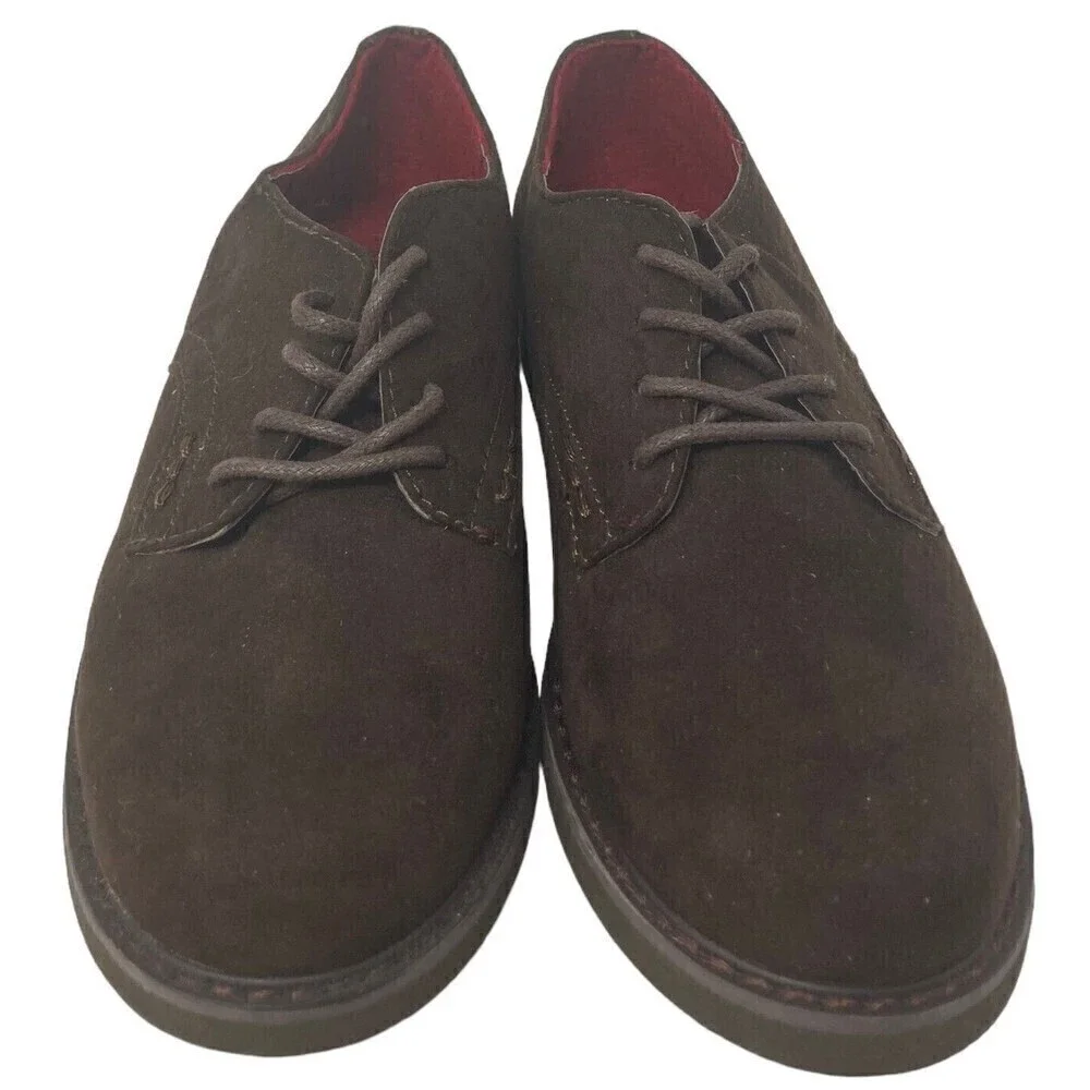 NEW Cole Haan Lil Shane Boys Size 12 US Cognac Brown Faux Suede Oxfords 30 EU